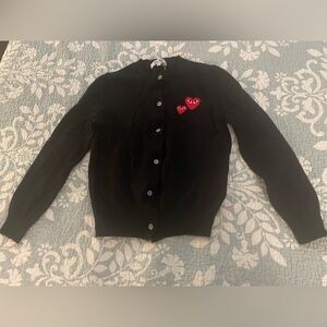 Comme des Garcons PLAY Black Cardigan with Red Heart